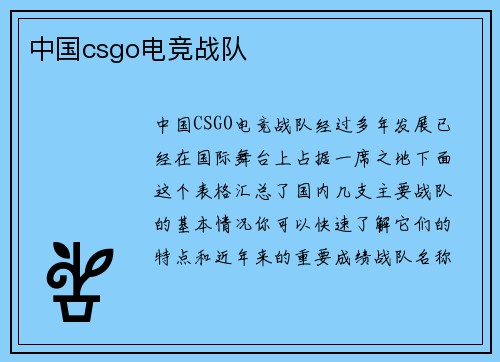 中国csgo电竞战队